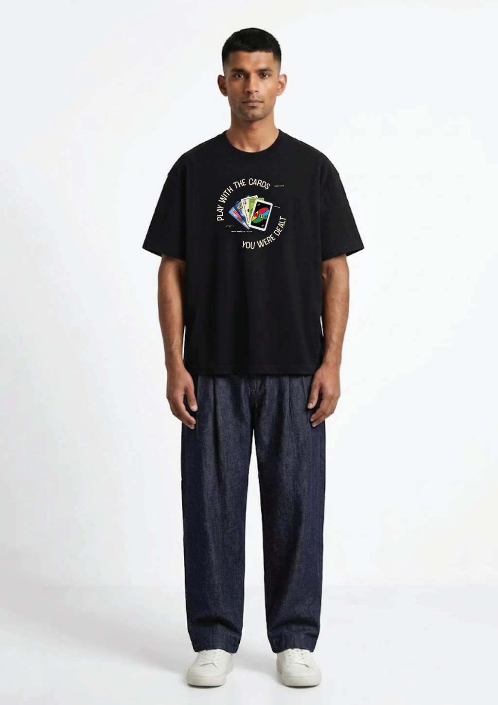 Play Your Cards Black Graphic Tee | Oversized Fit