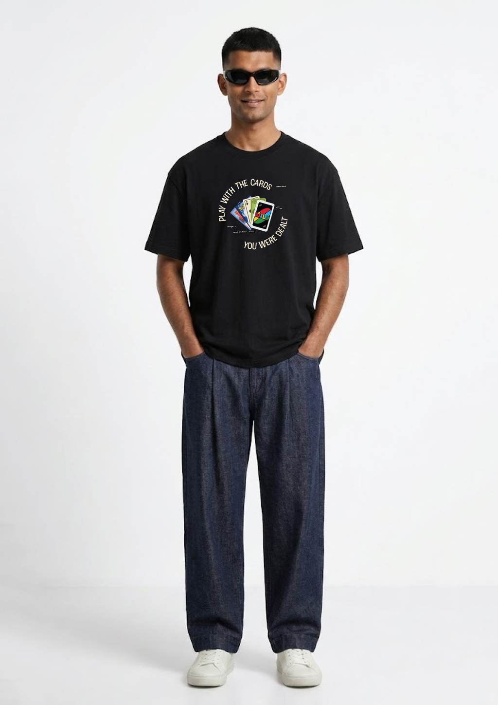 Play Your Cards Black Graphic Tee | Oversized Fit