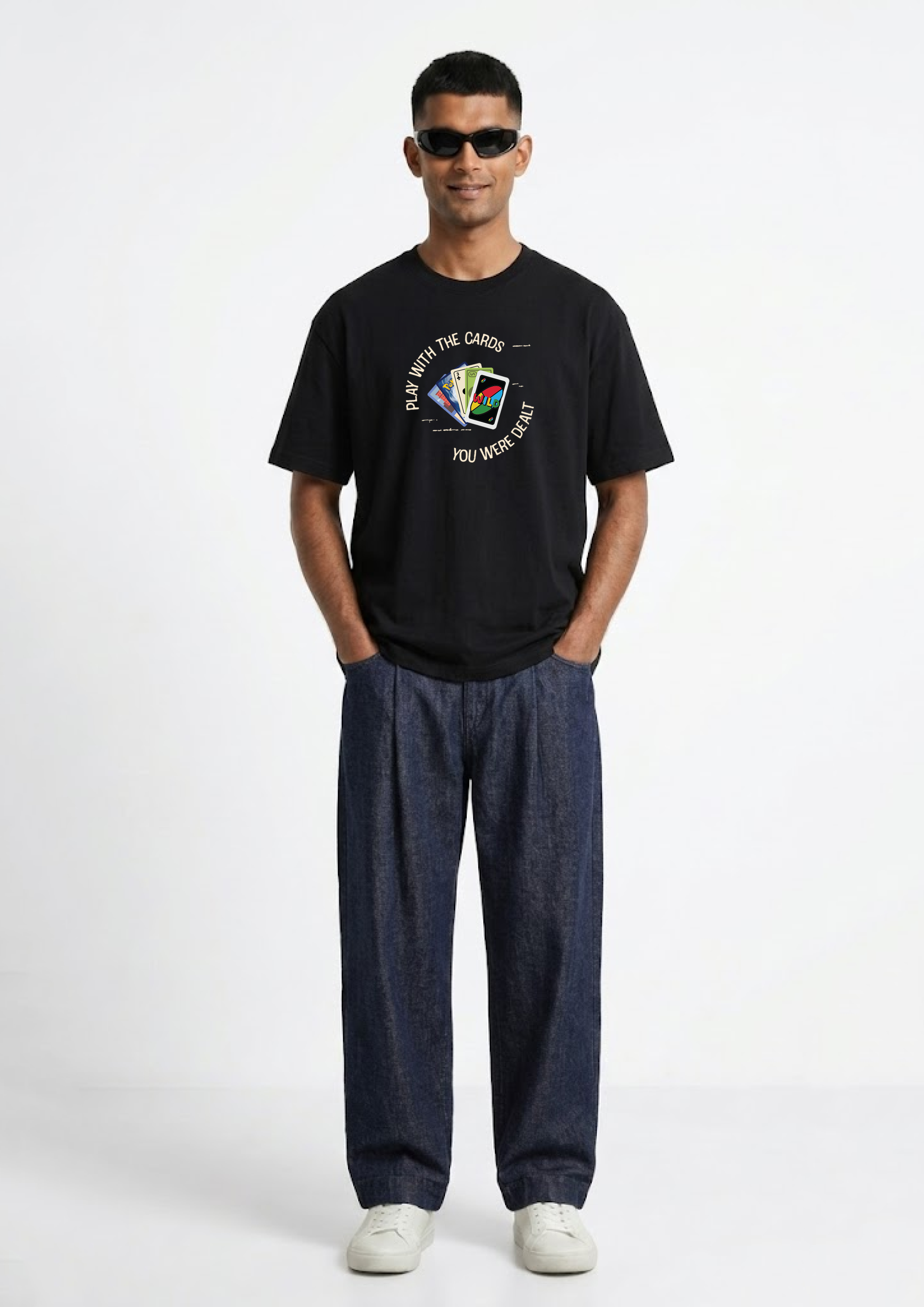 Play Your Cards Black Graphic Tee | Oversized Fit