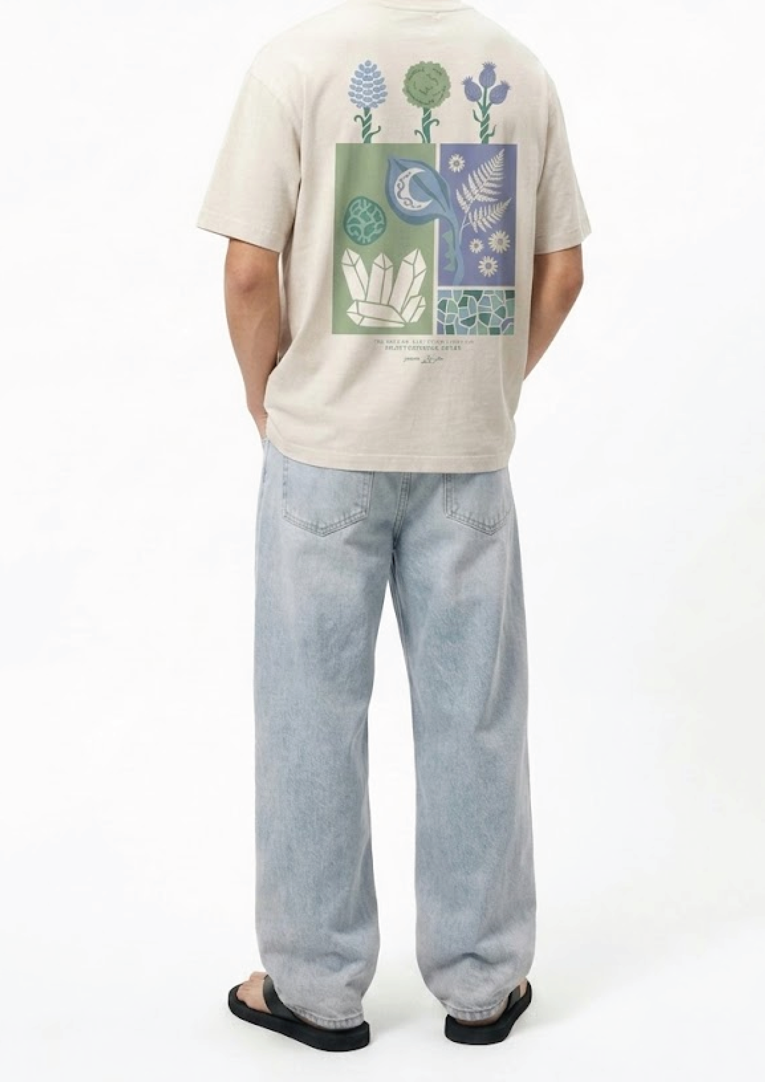 The 'Botanical Series' Oversized Tee — Cream