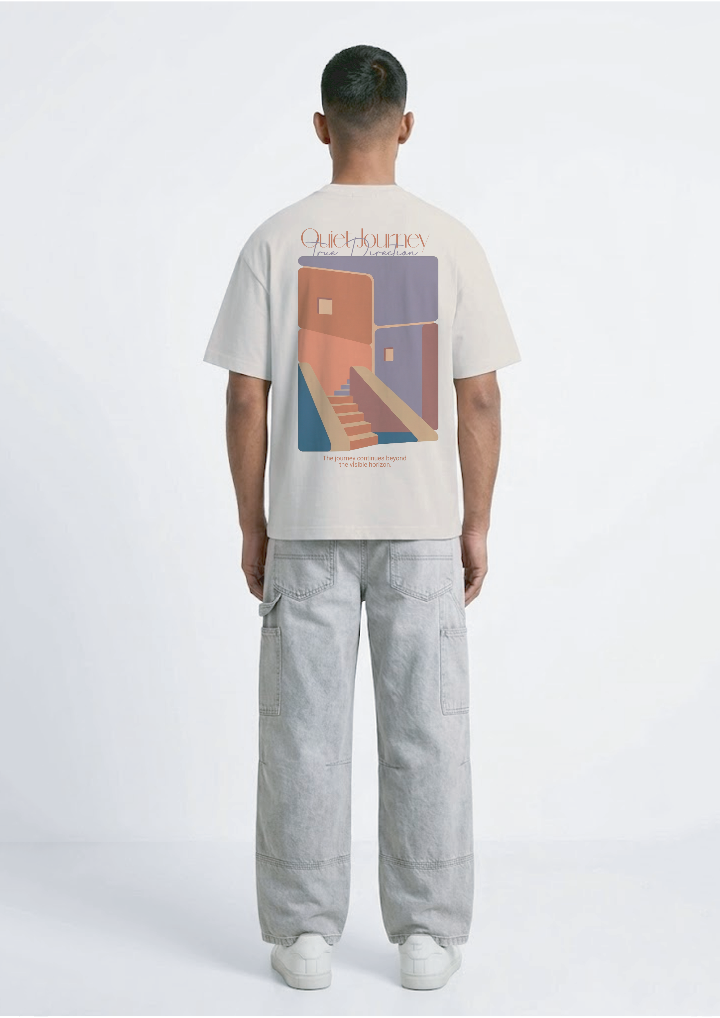 The 'Quiet Journey' Oversized Tee — Cream