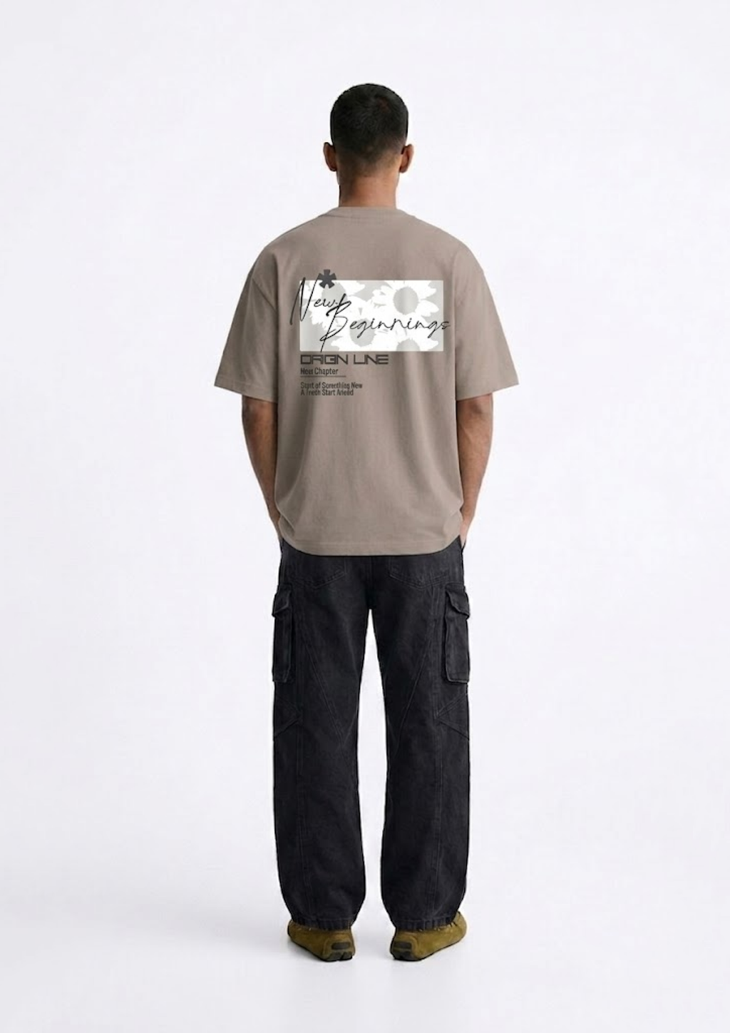 The 'New Beginnings' Oversized Tee - Taupe