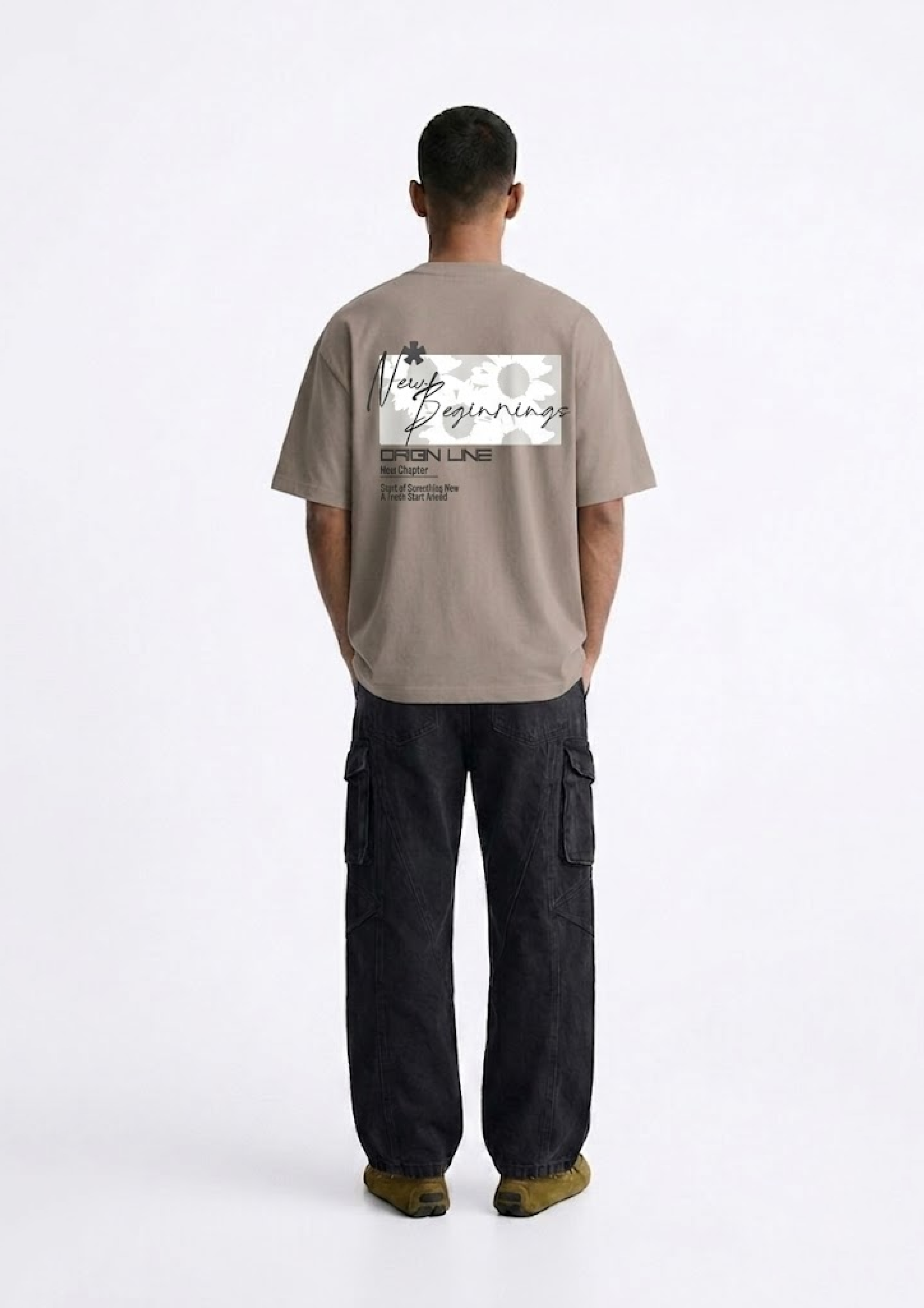 The 'New Beginnings' Oversized Tee - Taupe