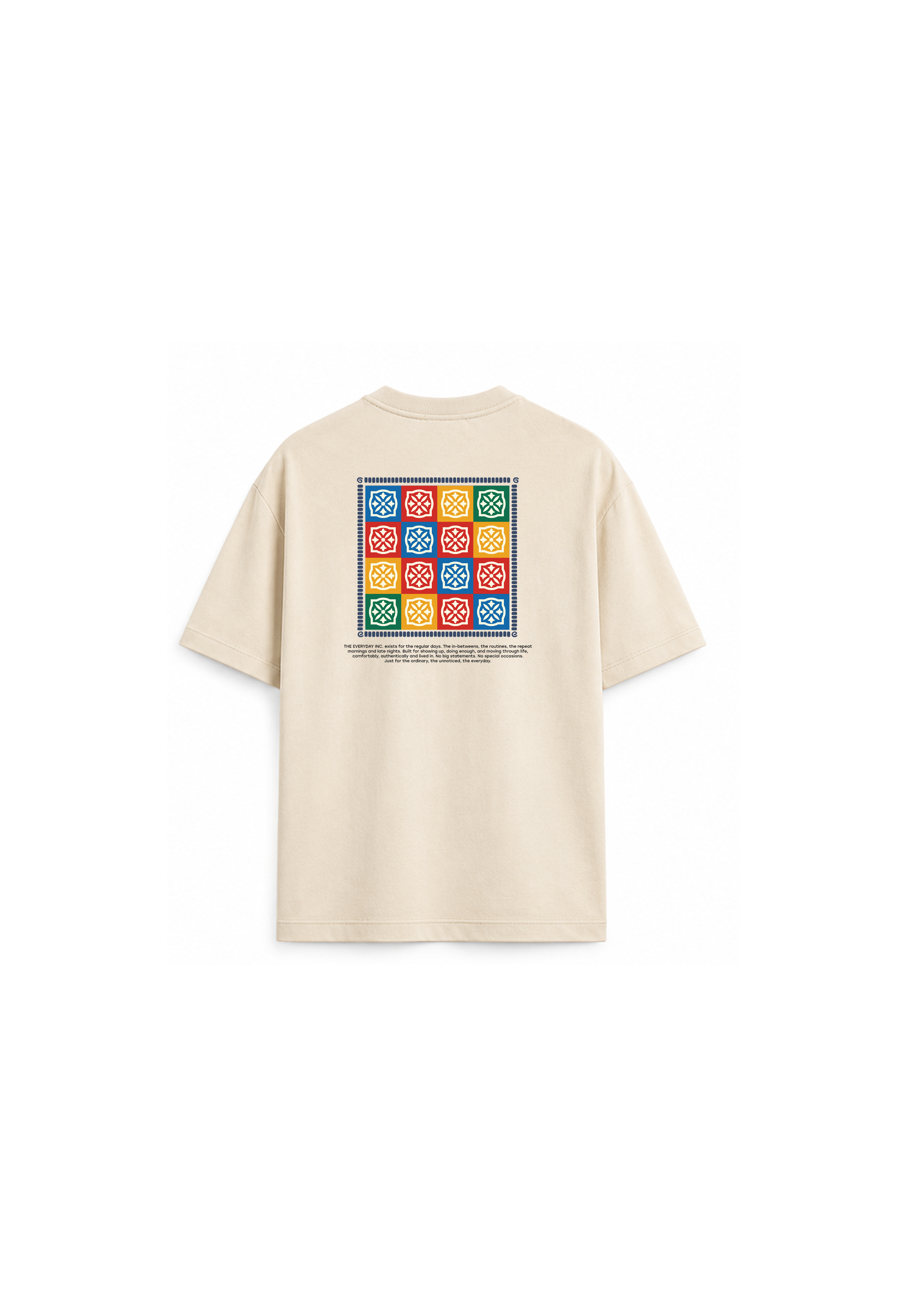 Beige Mosaic Graphic Oversized T-Shirt for Men