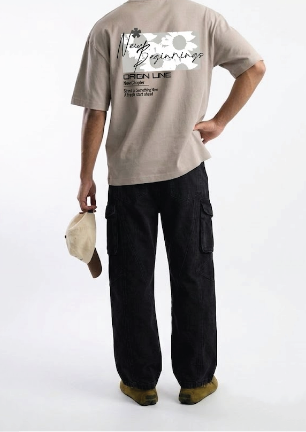 The 'New Beginnings' Oversized Tee - Taupe
