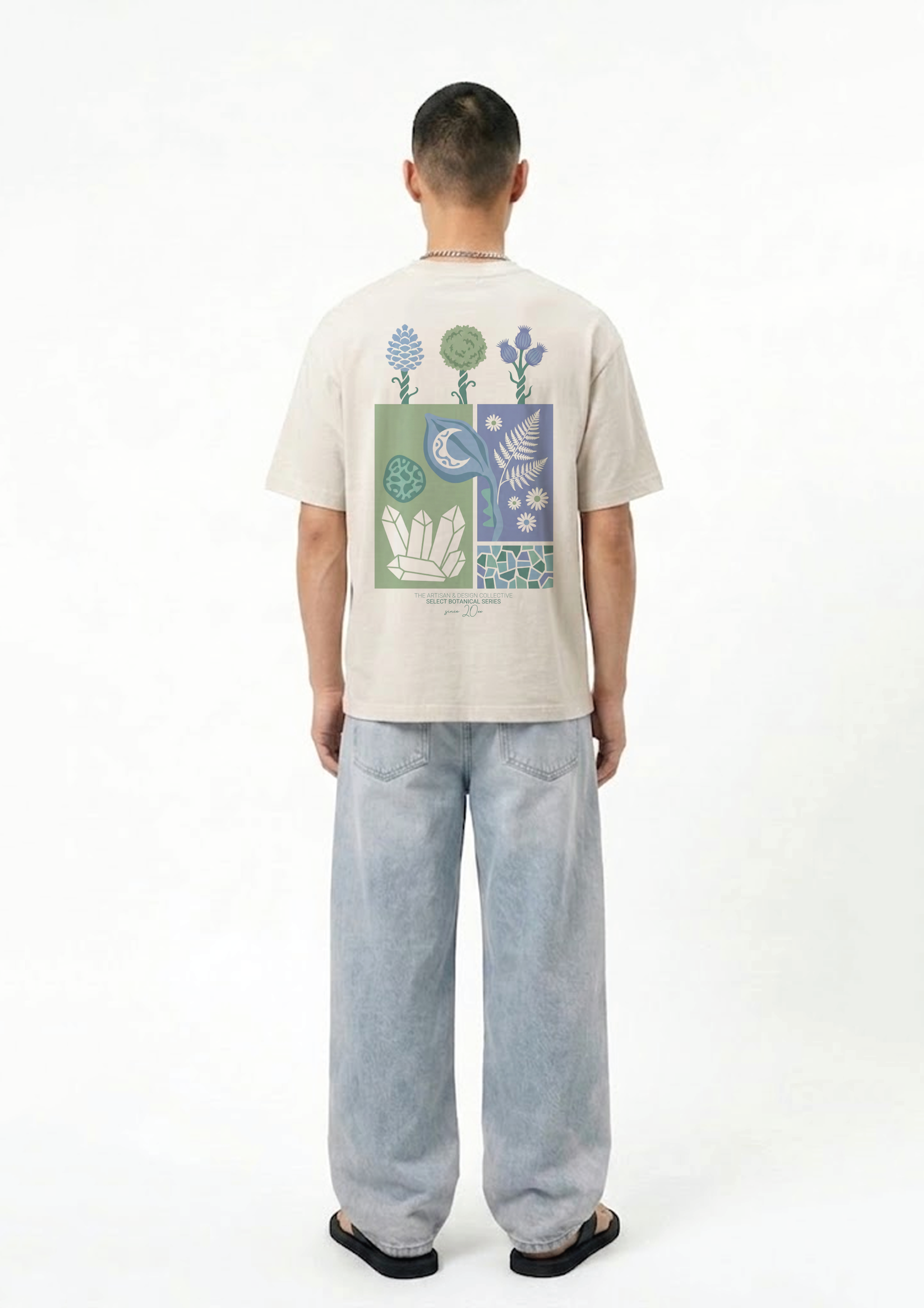 The 'Botanical Series' Oversized Tee — Cream