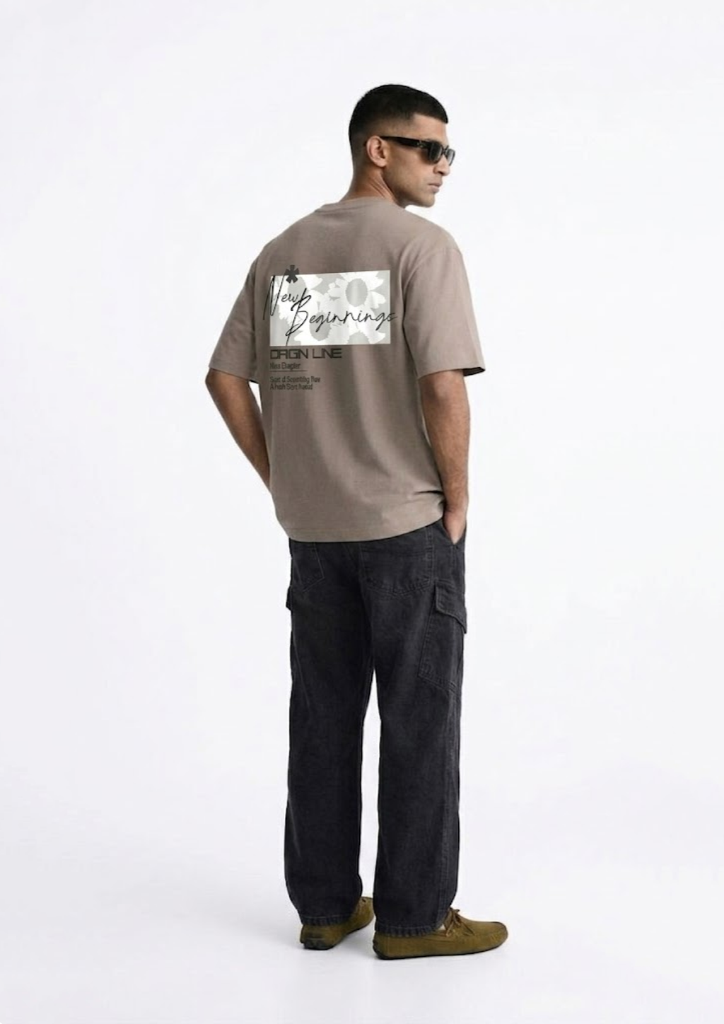 The 'New Beginnings' Oversized Tee - Taupe