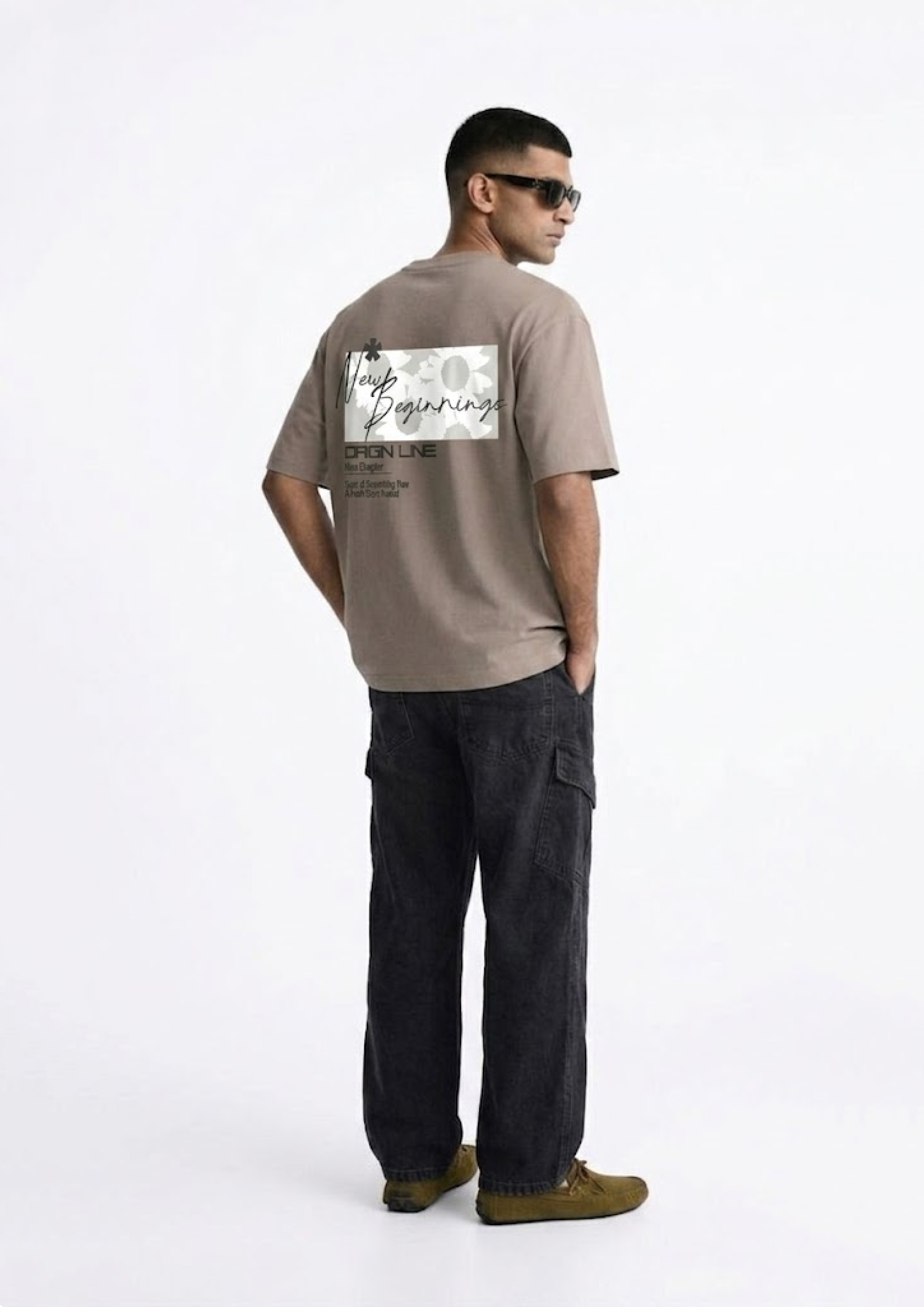 The 'New Beginnings' Oversized Tee - Taupe
