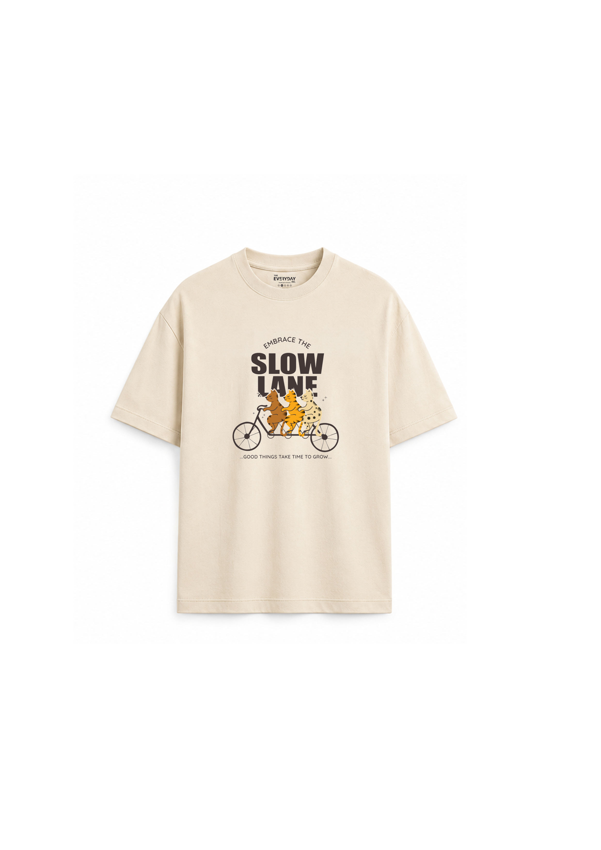 Beige Cycling Graphic Oversized Tee for Men