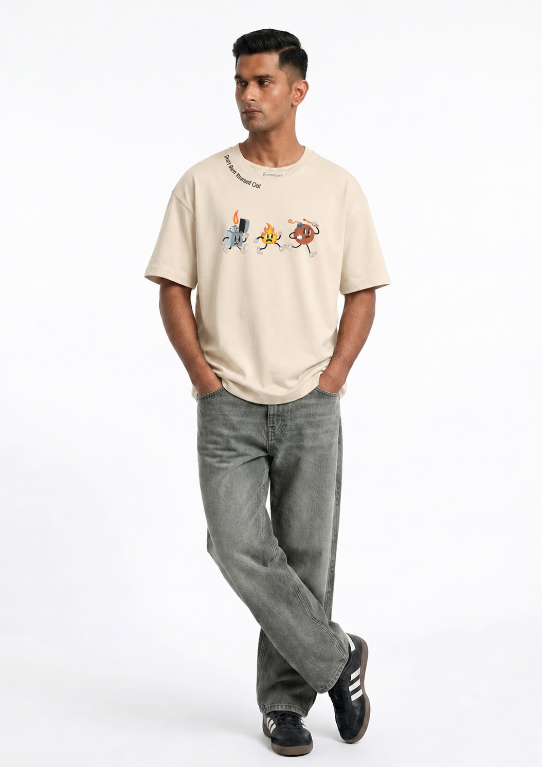 Burnout Club Graphic Tee for Men | Oversized Fit