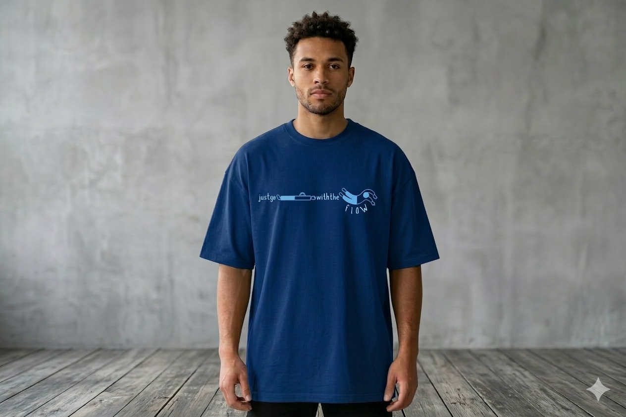 Go with the flow mens oversized tshirt