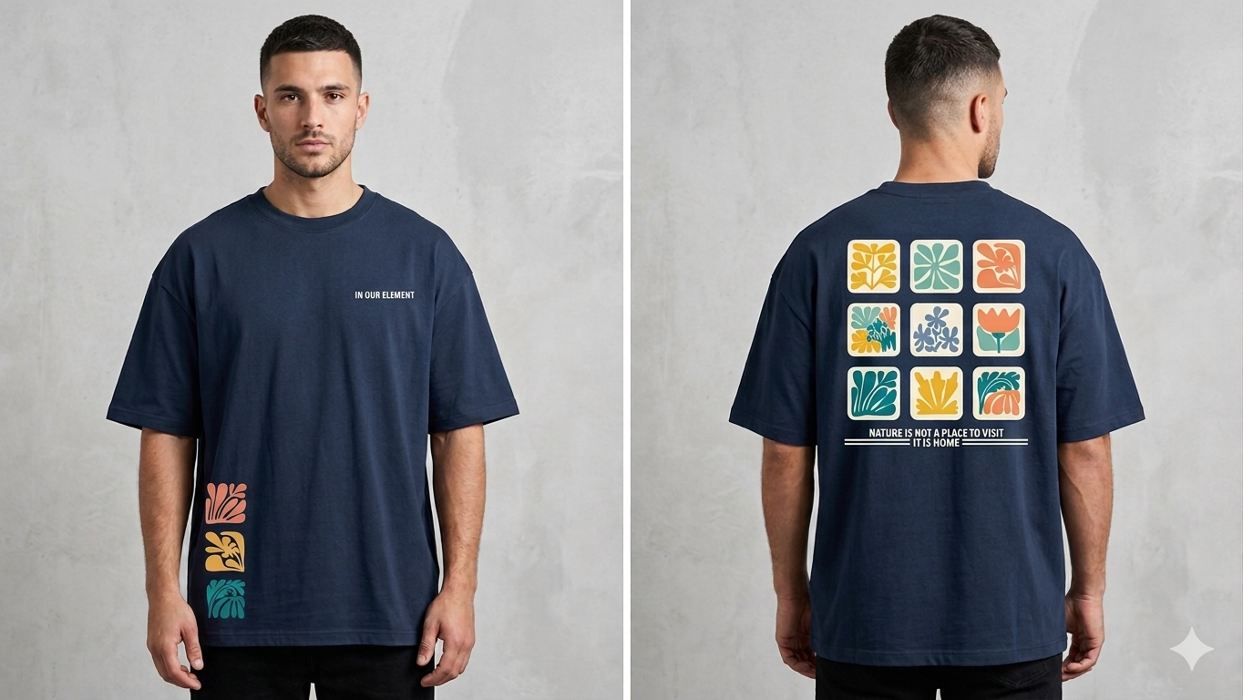 Mens Navy Oversized T-shirt- In Your Natural State