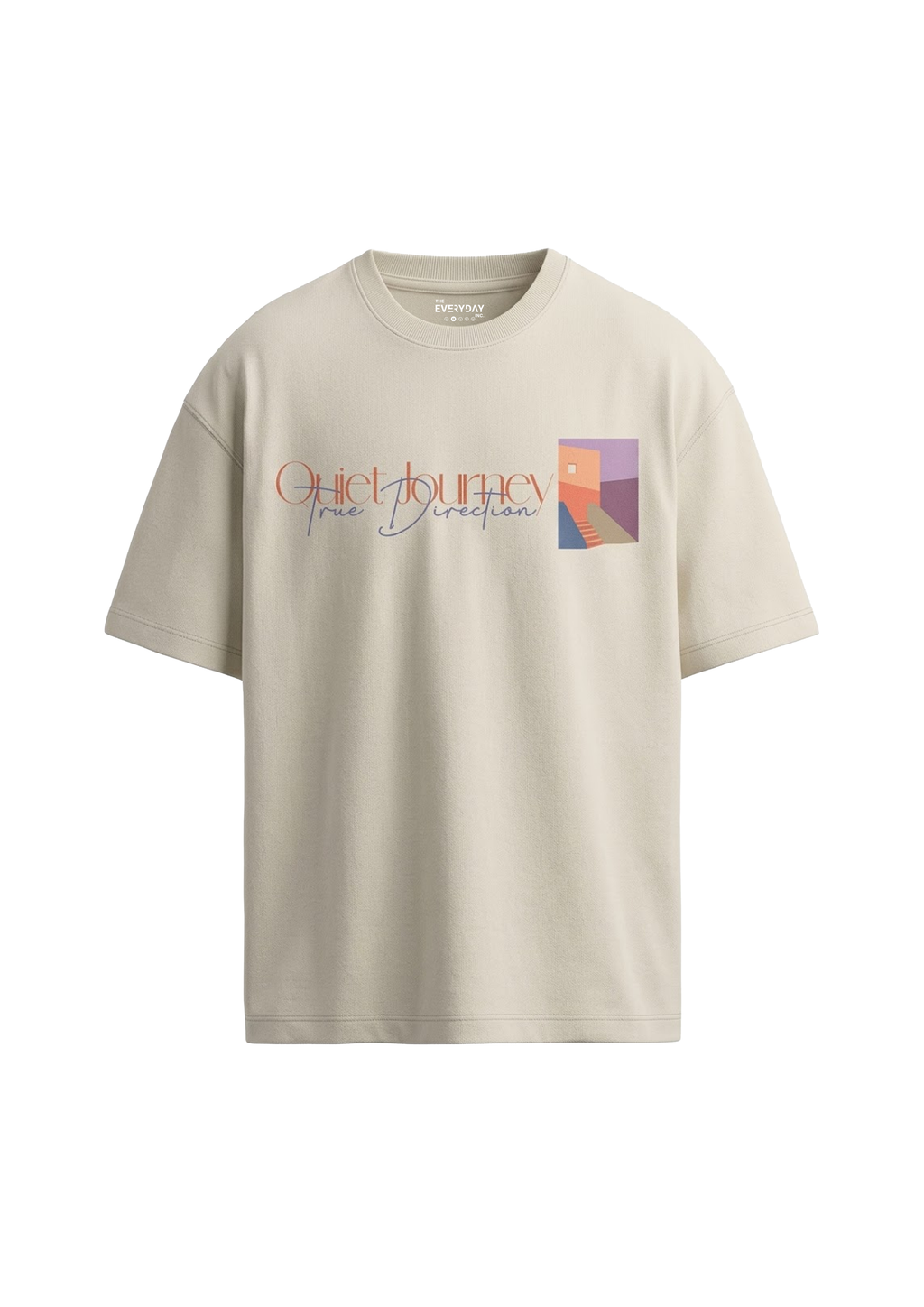 The 'Quiet Journey' Oversized Tee — Cream