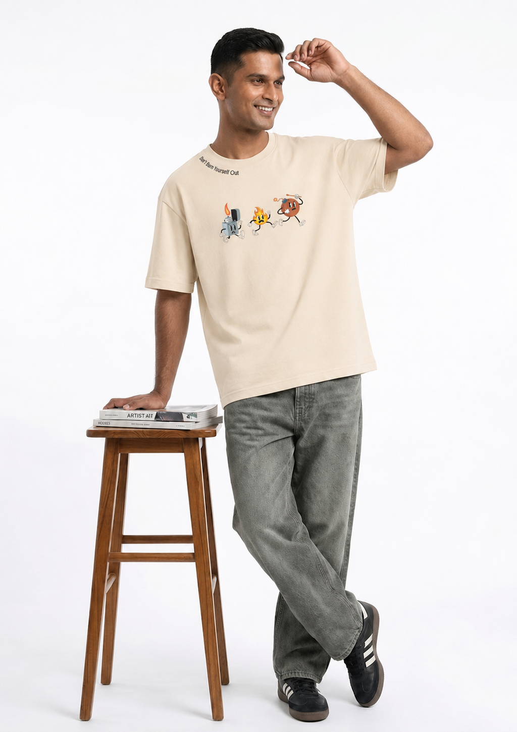Burnout Club Graphic Tee for Men | Oversized Fit